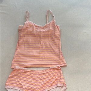 Striped Pink and Orange Victoria’s Secrete Women's Sleepwear Set medium